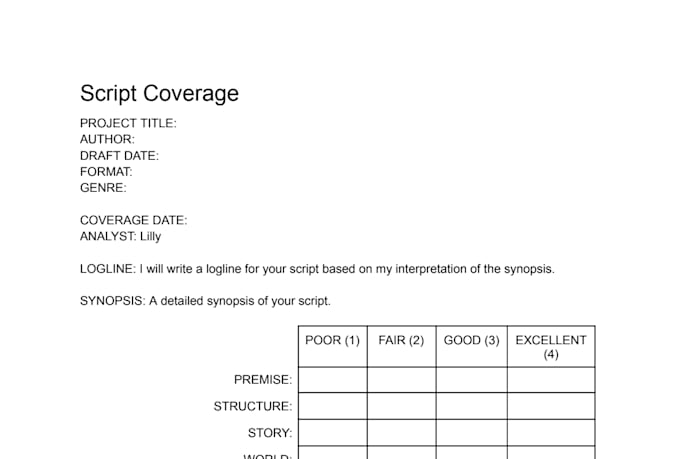 write industry quality coverage for your screenplay